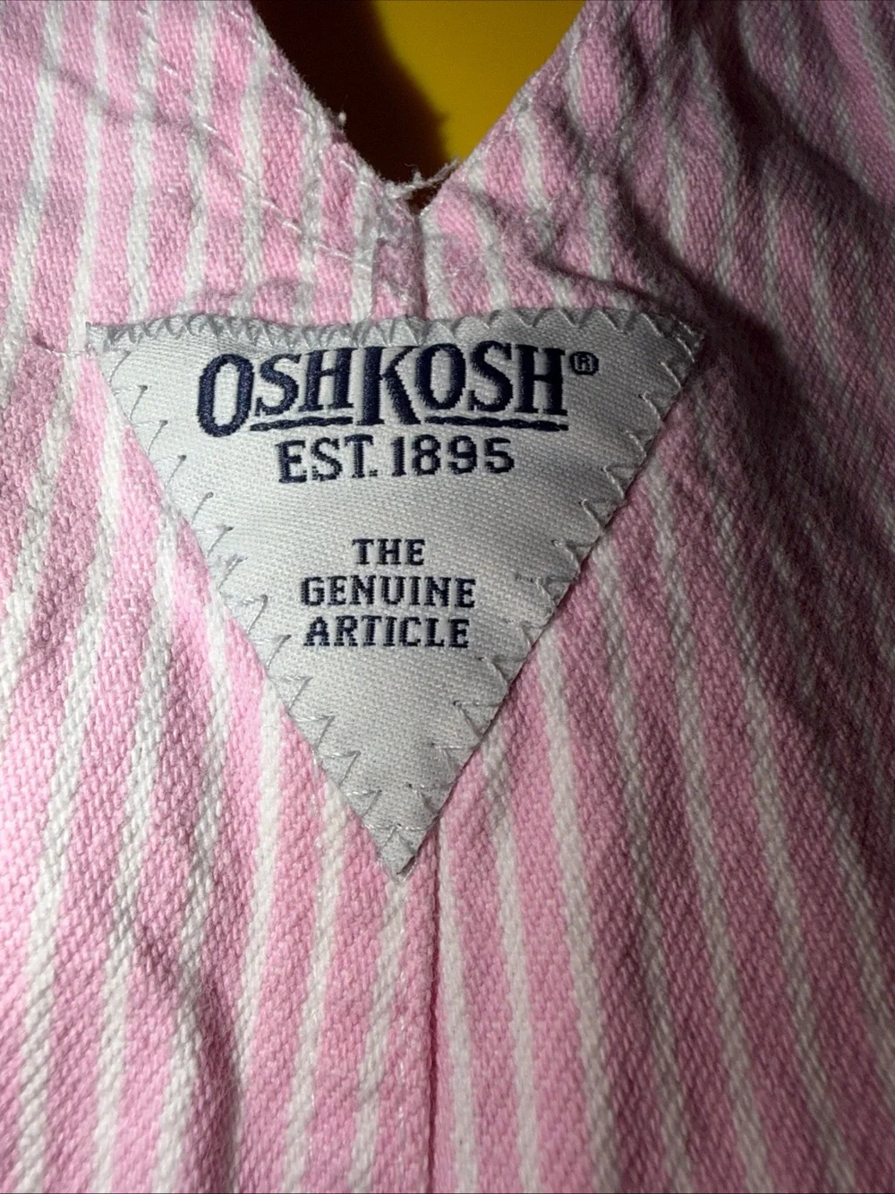 Vintage OshKosh B'gosh Pink & White Striped Overalls Snap Bottom